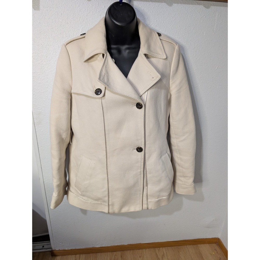 Banana Republic Ivory Moto Jacket Womens S Cotton Knit Structured Career NO Belt